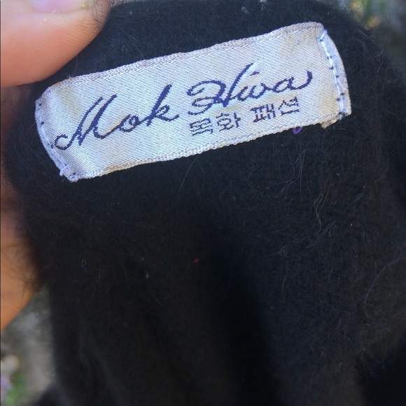 Vintage Angora Rabbit Fur Wool Soft Black Embellished Sequin Pullover Sweater - Picture 7 of 8